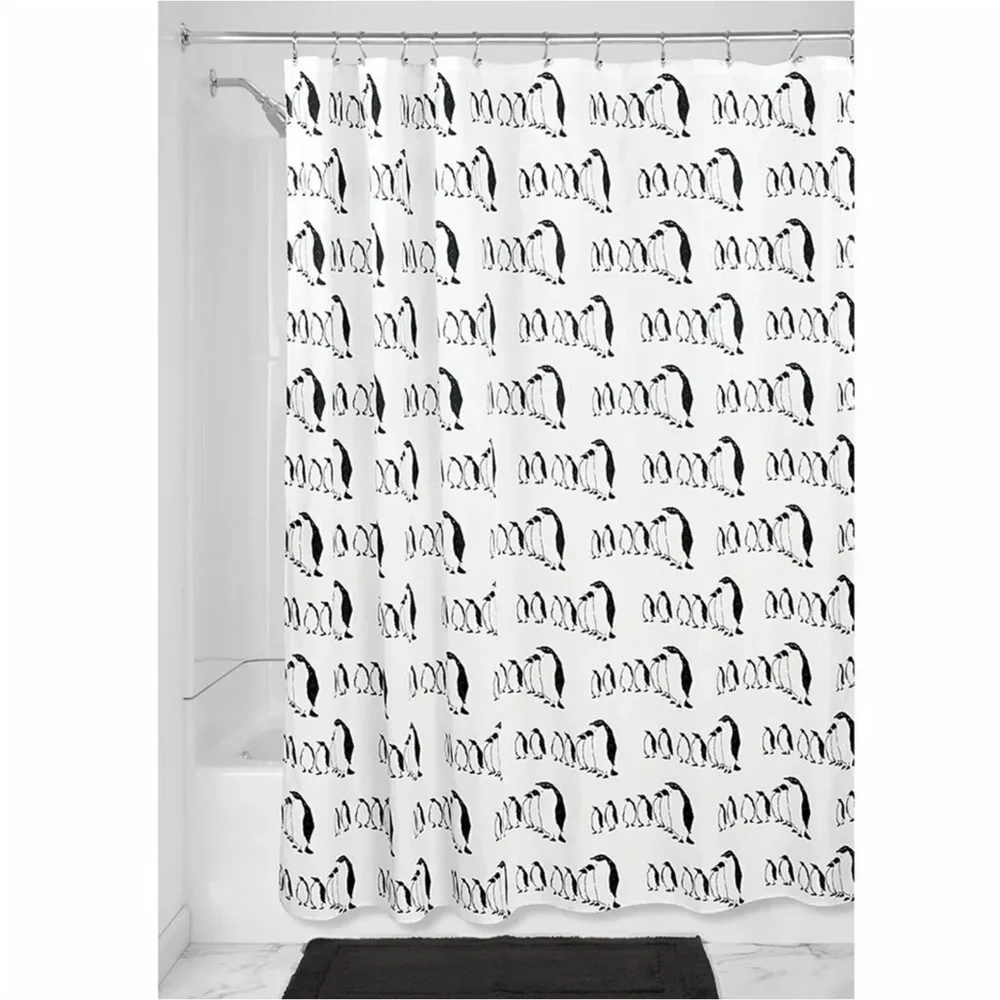 New InterDesign Penguins bathroom Fabric Shower Curtain, 72